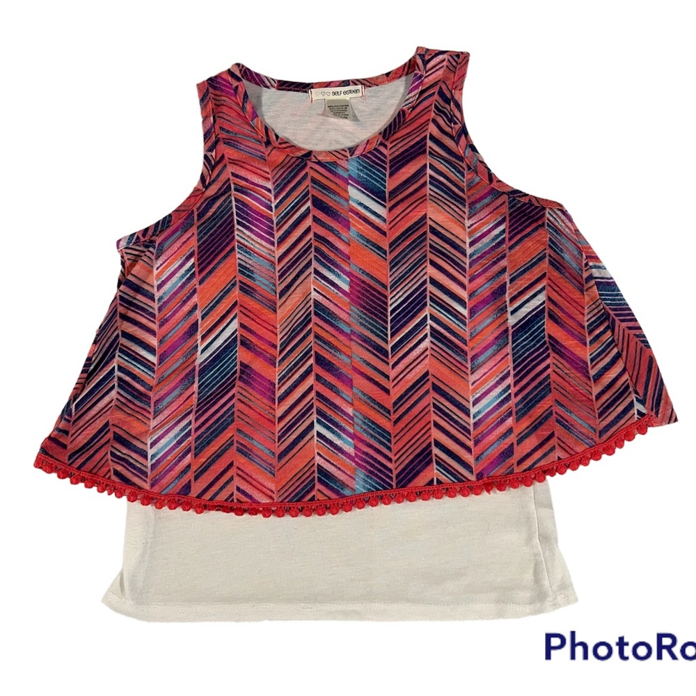 Girls tank top with attached flowing layer size M